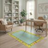 ODIKA 4'x6' Green Yellow Mint Pencil Classroom Washable Area Rug