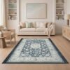 ODIKA 5'x7' Gray Charcoal Floral Boho Design Washable Area Rug