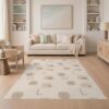 ODIKA 5'x7' Taupe Petrel Micro-Checked Design Washable Area Rug