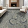 ODIKA 6'x9' Blue Beige Tidal Wave Abstract Motif Washable Area Rug