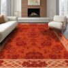 ODIKA 6'x9' Orange Sunset Farmhouse Floral Washable Area Rug
