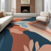 ODIKA 6'x9' Teal Sunset Abstract Elegance Design Washable Area Rug