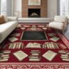 ODIKA 8'x10' Cream Crimson Chalkboard Welcome Design Washable Area Rug