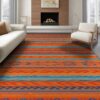ODIKA 8'x10' Orange Blue Sunset Boho Abstract Washable Area Rug