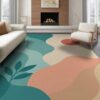 ODIKA 8'x10' Teal Coral Waves and Serene Sunset Design Washable Area Rug