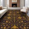 ODIKA 8'x10' Yellow Golden Interstellar Design Washable Area Rug