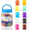 Odoorgames 100 Pcs Translucent Counting Bears - 10 Colors - Kindergarten Classroom & Light Table Manipulatives, Counting & Color Sorting Toys for Toddler