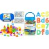 Odoorgames 60 Pcs Mini 3D Shapes for Teaching - 66 Pcs Translucent Letters and Numbers - Light Table Manipulatives