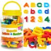 Odoorgames 78 Pcs Magnetic Letters & Numbers, ABC Alphabet Magnets for Fridge & Whiteboard, 6 Colors, Strong Magnets Learning Set for Toddlers