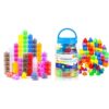 Odoorgames Translucent Math Blocks – 60 Pieces 3D Shapes for Teaching - Geometric Solids for Kids, Light Table Manipulatives, Translucent Toy for Light Table