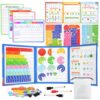 ODRIEW Magnetic Fraction Manipulatives for Kids, Fraction Tiles & Circles Learning Set with Dry Erase Cards, Montessori Math Kit with Fraction Bars, Homeschool Classroom Elementary Math Tool Grade 3-5