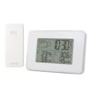 OFCRVA Weather Station Sensor Indoor Outdoor Digital Thermometer Hygrometer Table Alarm Clock in White with Backlight