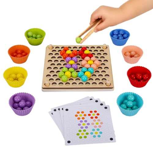 Offelec Fine Motor Games, Color Sorting Toys for Little Hands, Special Education Stacking Toy