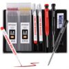 offgrow 2 Pack Mechanical Carpenter Pencils with Sharpener, Heavy Duty Carpenter Pencils with 36 Refills, Deep Hole Marker Construction Pencil for Woodworking Tools, Architect Marking