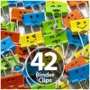 Officemate Happy Smiling Face Binder Clips, Small Size, 42 in Pack, Comes in Assorted Colors (31090)