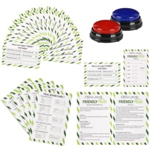 Office Party Friendly Feud Game with 2 Answer Buzzers, Team Building Trivia Quiz Cards for Work Staff Coworkers Company Groups Holiday Gathering Family Game Night