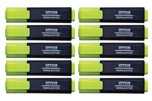 OFFICER PRODUCTS PRODUCTS Highlighters Bright Pack of 10 Colour: Yellow/Highlighter Textliner The Non-Toxic Ink, Chisel Tip Luminous Colours, High Quality/Line Width 1-5 mm, 17055211-06