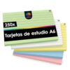 OfficeTree 250 x A6 Lined Index Cards - 5 Colours - Flashcards for School & Study - Index Cards A6 Colourful Perfect for Notes & Organisation - DIN A6 Index Cards - Flashcards