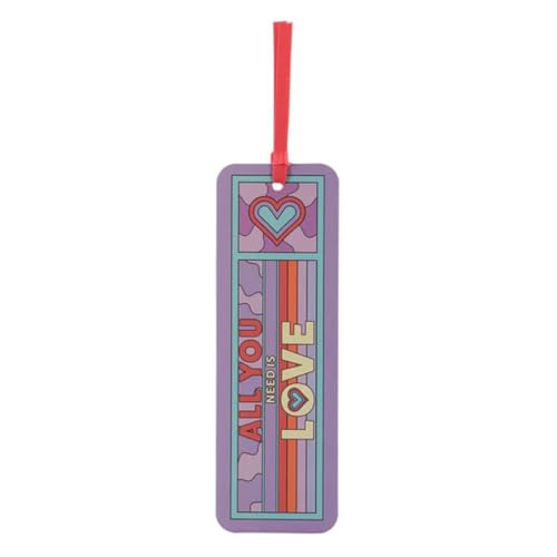 Officially Licensed The Beatles All You Need is Love Faux Leather Bookmark by Half Moon Bay – Premium Retro Psych-Pop Page Separator and Ribbon Book Marker for Music Fans – 2.4 x 7.1 x 0.04 Inches