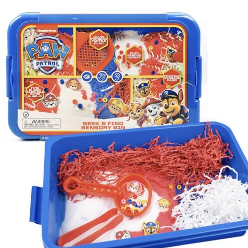 Official Paw Patrol Seek & Find Sensory Bin, Ready-to-Use Sensory Toys, Sensory Bin for Kids with Lid, Play Sand, Scoops & Tongs, Sensory Toys for Toddlers 3-4