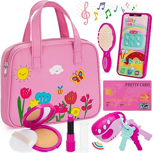 Officygnet Play Purse Toy for Girls1 2 3 Years Olds, Toddler Purse with Pretend Makeup Kit, Toddlers Toys Ages 1-2 & 2-3, Pretend Princess Play Toy for Little Girl, Birthday