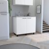 OGLOMU 39" Steel Countertop Cabinet with Storage, Storage Cabinets with Inner Rack, Multifunctional Organizer with Reinforced Leg for Kitchen Utility Space, White