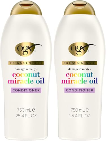 OGX Extra Strength Damage Remedy + Coconut Miracle Oil Conditioner for Dry,Frizzy or Coarse Hair,Hydrating & Flyaway Taming Conditioner,Paraben-Free,Sulfate-Free Surfactants,25.4 Fl Oz,(Pack of 2)