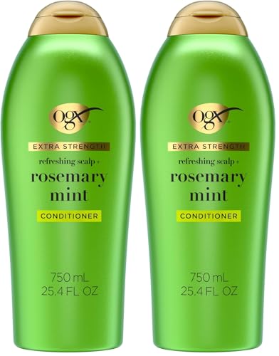 OGX Extra Strength Refreshing Scalp + Rosemary Mint Conditioner,Nourishing Hair & Scalp Conditioner Infused with Rosemary for Healthy-Looking Hair,Sulfate-Free Surfactants,25.4 fl. oz,(Pack of 2)