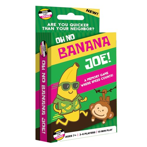 Oh No Banana Joe! Memory Speed Card Game by Taco Cat Games | Duel Card Game for Kids and Adults with Laugh Out Loud Challenges | Quick 10 Minute Games | Easy to Learn Rules | 3 to 6 Players | Ages 7+