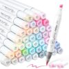 Ohuhu Pastel Alcohol Brush Markers- 48 Colors of Honolulu 2 Sweetness - AP Certificated -Alcohol Based Double Tipped Art Marker Set for Artist Adults Coloring Illustration- Brush & Chisel - Refillable