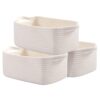 OIAHOMY Cotton Rope Storage Baskets | Decorative Storage Basket for Closet Storage, Home Organizing Bins and Nursery Decor | Cotton Rope Woven Baskets for Storage Shelf, Pure and White