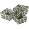 OIAHOMY Storage Baskets Paper Rope Shelf Baskets, Handwoven Small Wicker Bins for Home, Set of 3-Green & White
