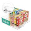 Oizeir Automatic Food Storage Organizer - Clear Pantry Organizer With Automatic Dispenser For Refrigerator - Drink & Food Holder For Fridge - Organizing Rack Kitchen & Pantry (Large) (1-Pack)
