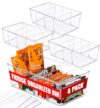 Oizeir Clear Pantry Organizer Bins 4-Pack - Fridge Organizer with 3 Removable Dividers - Kitchen Pantry Organizers & Storage - Storage Cabinet Snack