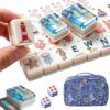 OJEYDFU Ocean Mahjong Tiles, American Mahjong Tiles, Coastal Blue Mahjong Tile Set with 160 Pieces, 4-Layer Acrylic American Mah Jongg Game with Bag & Dice for Beach, Travel & Family Party
