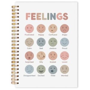 OJMFHEGEE Boho Mental Health Therapy Spiral Notebook 5.5x8.3 in, Feelings Emotions Chart Psychology Mental Health Hardcover Notebook Journal Gifts for Women
