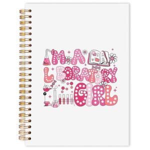 OJMFHEGEE Lab Tech Gifts Spiral Notebook for Women 5.5x8.3 in, Medical Laboratory Scientist Technologist, I'm a Laboratory Girl Medical Lab STEM Hardcover Notebook Journal Gifts for Work Study