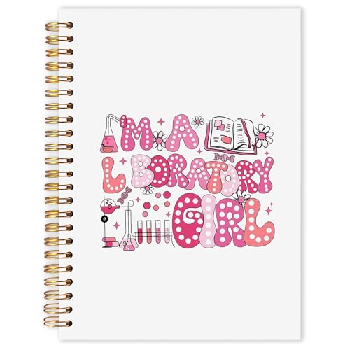 OJMFHEGEE Lab Tech Gifts Spiral Notebook for Women 5.5x8.3 in, Medical Laboratory Scientist Technologist, I'm a Laboratory Girl Medical Lab STEM Hardcover Notebook Journal Gifts for Work Study