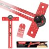 OKcedier Woodworking T Square Ruler, Precision Drilling Positioning Measuring Tools, Adjustable Aluminum Alloy Sliding 13.5 Inch T-Square Ruler with Angle Adjustment for Carpenter Work and Architect