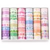 OKSON 60 Rolls Colorful Washi Tape Set, 0.59 in x 6.56 ft Decorative Paper Tape with Assorted Patterns for Journaling, Scrapbooking, Planners, DIY Crafts and Gift Wrapping