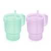Olababy Clear Sense Silicone Tumbler with Handle & Straw 11 oz, Toddler & Kids Spill Proof Sippy Cup, Leak Resistant, BPA Free Baby Cup, Cupholder Compatible Travel Quencher (Mint/Lilac, 2 PK)