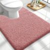 OLANLY Microfiber Small Bathroom Rugs 24x16, Ultra Soft Bath Mat, Deep Rose
