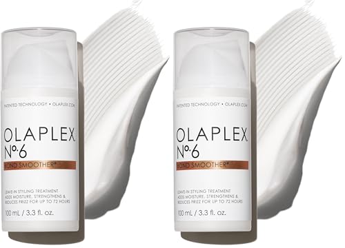 Olaplex Nº. 6 Bond Smoother: Leave-In Styling Treatment | Smooths,Conditions,& Strengthens | Frizz Control for Up to 72 Hours-| For Coily,Curly,Straight,and Wavy,100 mL / 3.3 Fl Oz,(Pack of 2)