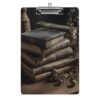 Old Books Plastic Clipboard with Low Profile Clip for Office