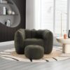 Olive Green Bean Bag Chair with Footstool 41 Inch Chenille Foam Sofa