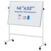 OLIXIS Magnetic Whiteboard with Wheels 46" x 32", Dry Erase Board with Adjustable Rolling Stand, Heavy-Duty Aluminum Frame & Accessory Tray for Office, Classroom, Home & Presentations, White