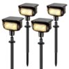 Ollny Solar Spot Lights Outdoor Waterproof, Robot-Style 360° Rotatable Solar Powered Spotlights,Wireless Landscape Lighting with Ground Stakes, Wall Mount for Yard Garden Patio 4 Pack Warm White