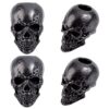 OLYCRAFT 4Pcs Brass Lanyard Beads Skull Paracord Beads Large Hole European Bead Lanyard Spacer Bead Gothic Punk Charm with 6mm Hole for Bracelet Necklace Jewelry Keychain Making - Gunmetal
