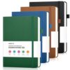 OMEYA A5 Graph Paper Notebooks: 4 Pack, Leather Hardcover, 100 GSM Paper