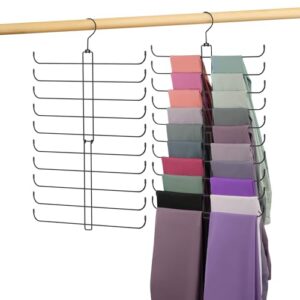 OMHOMETY Legging Hanger, Metal Hanging Legging Hangers for Closet Organizer Holds 20 Women's XS-XL & Girls' Leggings, 360° Rotating Foldable Yoga Pants Hangers Space Saving, Black